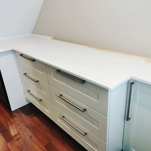 #inprogress my current build: an under-stair built-in closet and countertop. Next stage are shelves on the wall above. #diyoung #ikea #cabinets #whiteonwhite woodwork