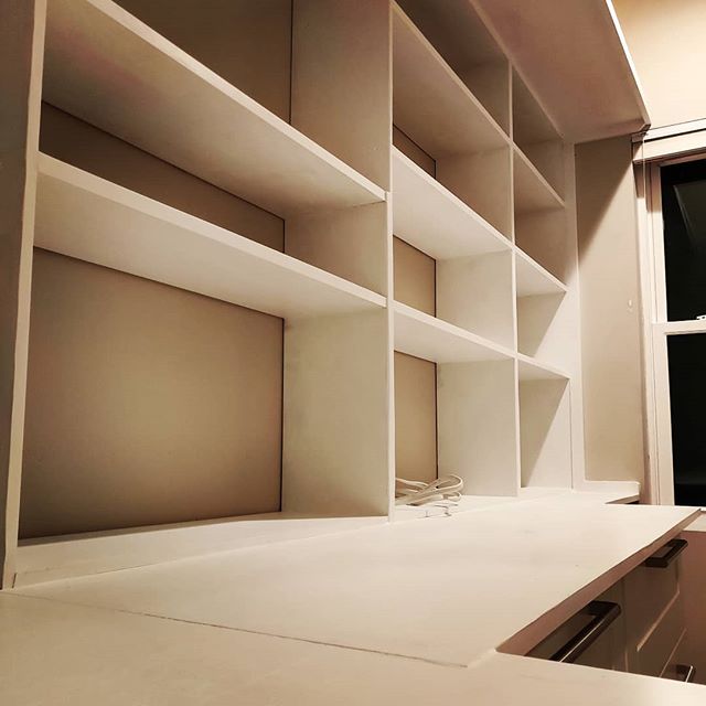 These shelves were a tremendous struggle to build mostly because of a tough week at my day job and me not allowing enough time but these shelves complete the walk-in closet/library the clients wanted.  Despite the many burns I gave myself doing the i