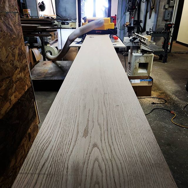 Finally got these to the right thickness. 1.80  inches for those keeping count. It's amazing the surface the planer revealed. #woodwork #diyoung #planeplaneplane #bhtables #oak