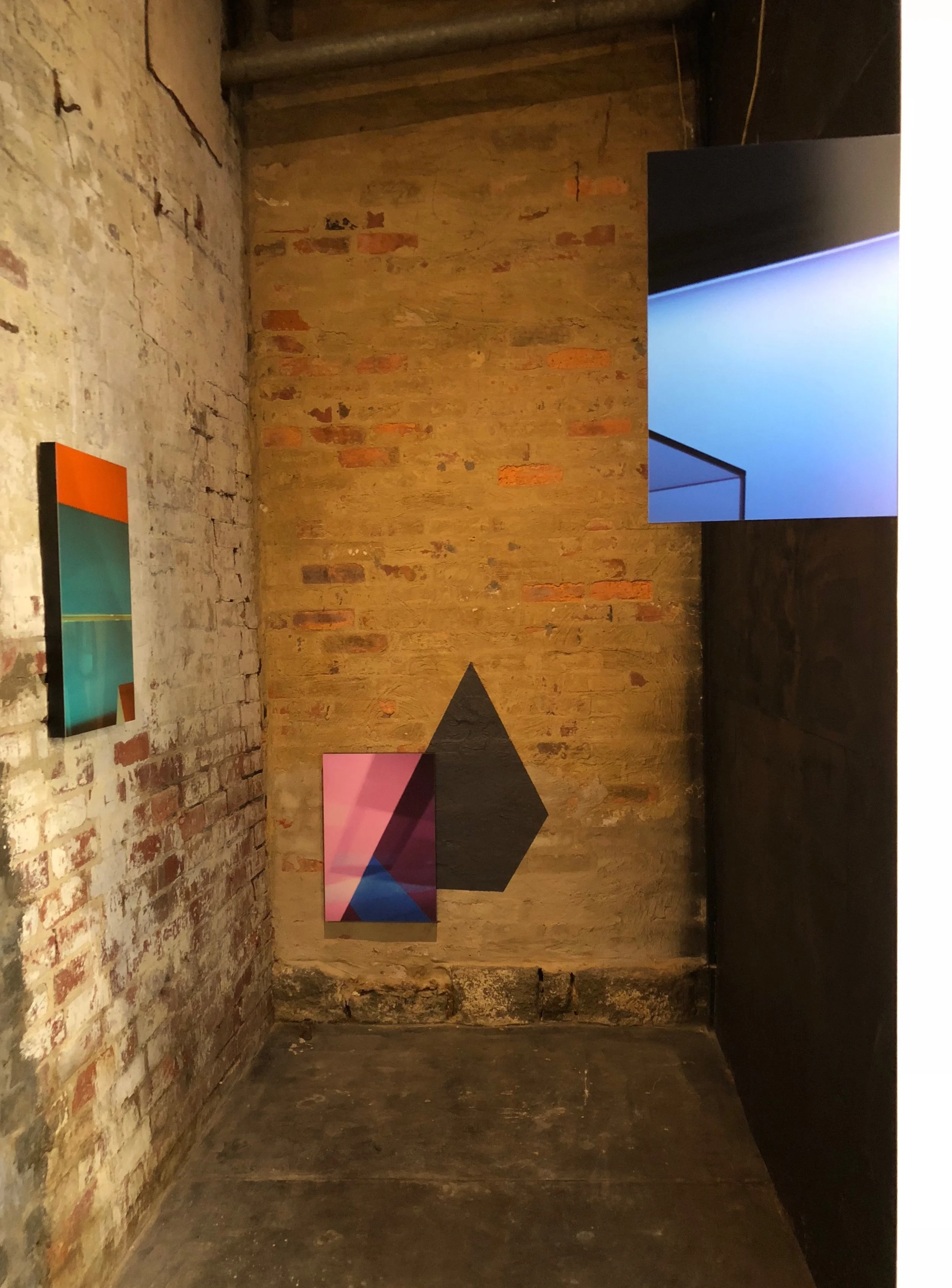  FRAGMENTS INSTALLATION VIEW  Left to right:    Pyramids I (I saw you there)      Pyramids II (I left you there)      An echo    2018  C-type prints  each 60 x 40cm 
