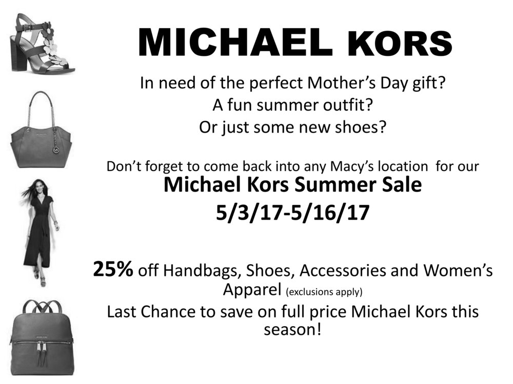 Michael Kors Sale at Macy's — Fairview Town Center - Stacy Road & US 75 in  Fairview, TX - Dillard's, JCPenney, Macy's, iPic Theater