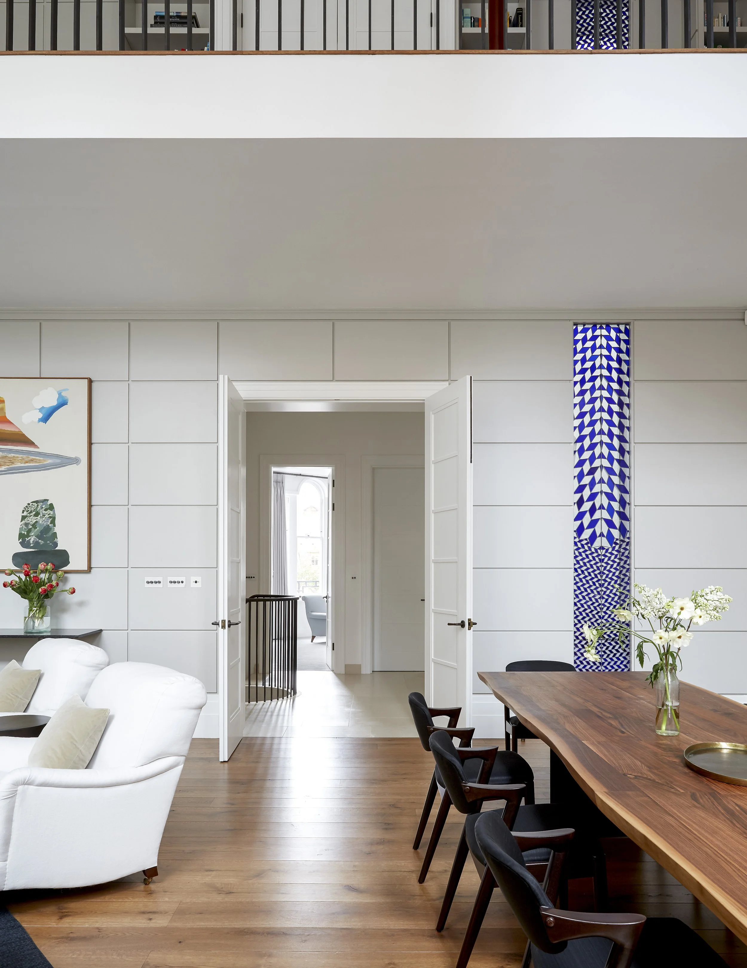 Architect-designed entrance combining modern glazing with original townhouse proportions