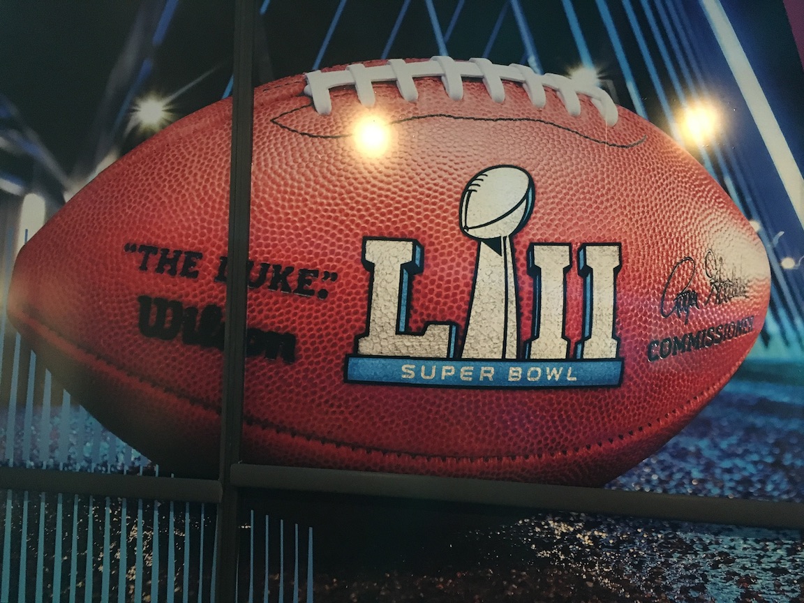Super Bowl decal in downtown