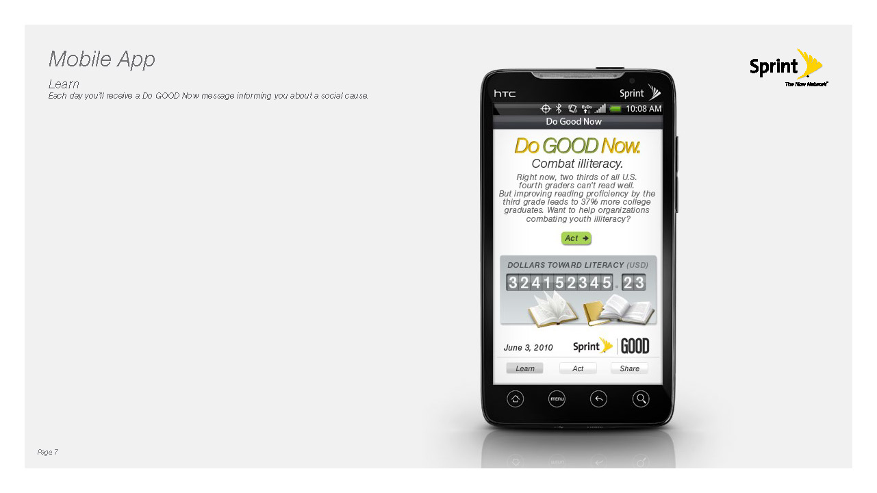The way the app works is simple. Once people download the app, they receive a weekly Do GOOD Now message informing them about a social cause.