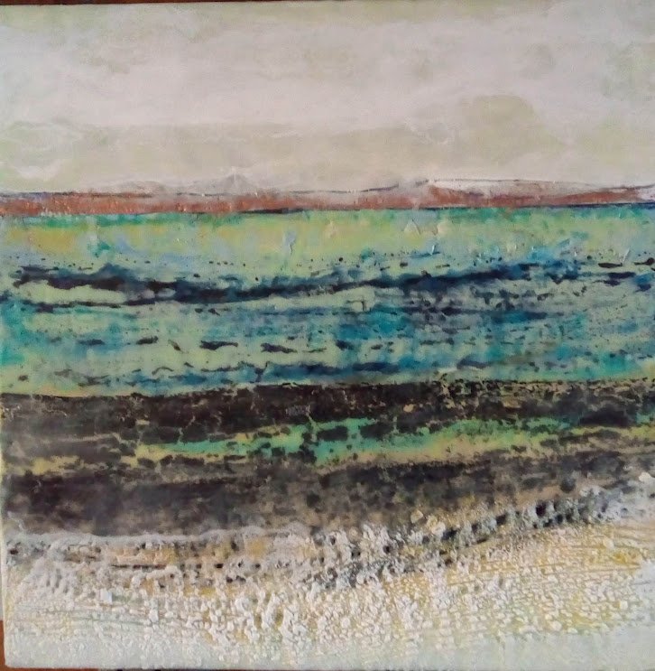 Gentle Breeze, Encaustic on Canvas, 40 x 40cm, Paula Josling, $400