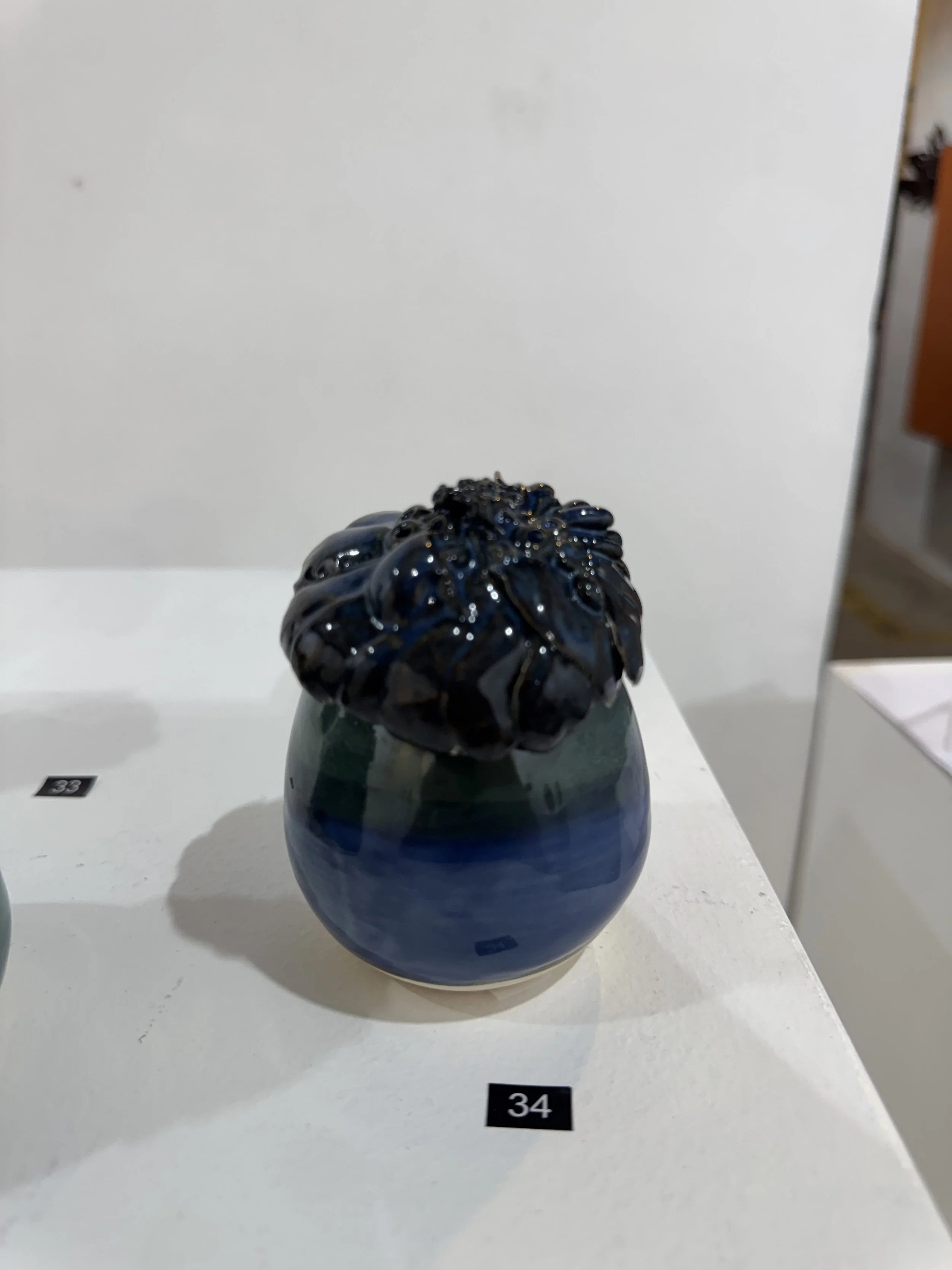 NO.34,  BLUE/GREEN LIDDED VESSEL    Liz Prosser   $50