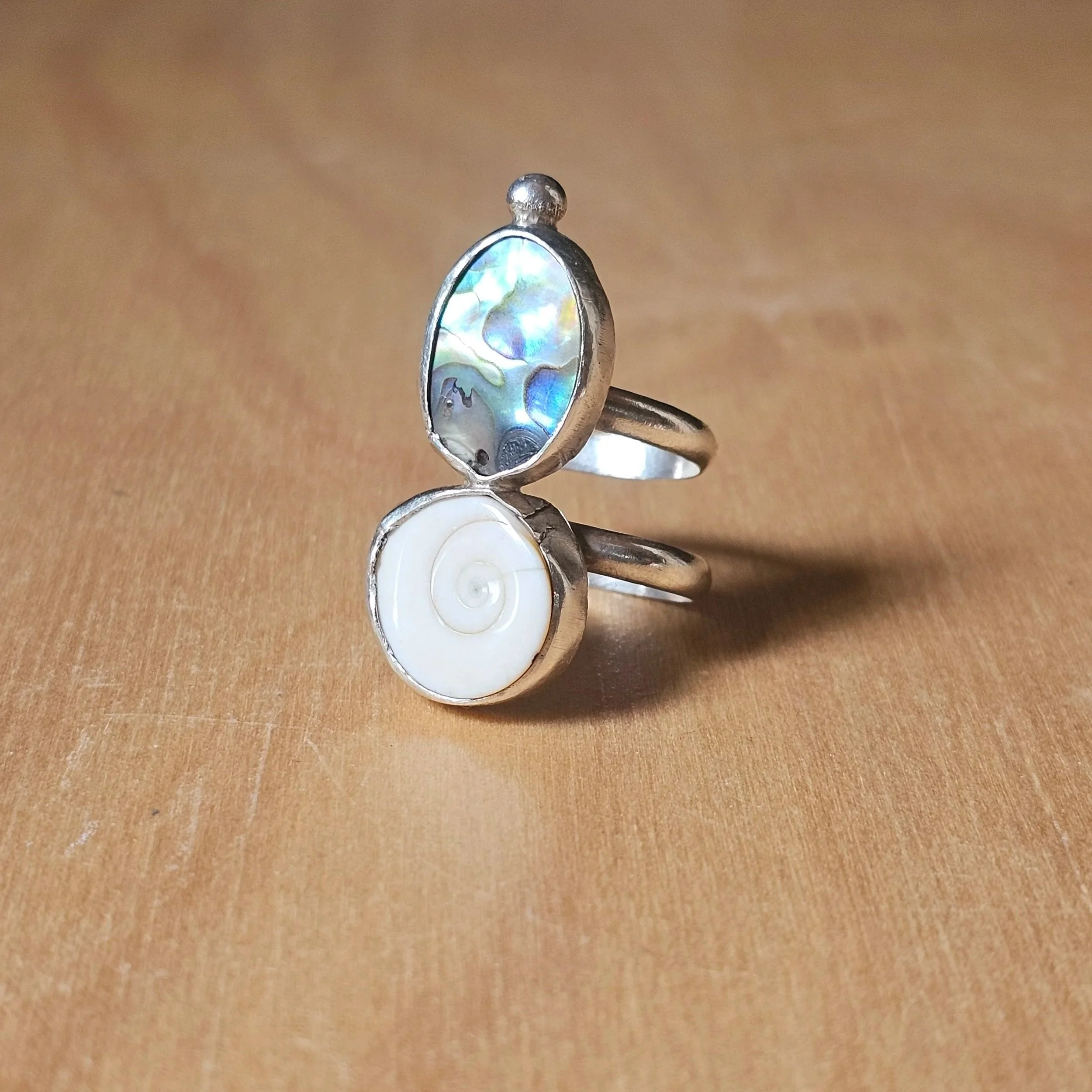 Sterling silver, abalone and shiva shell