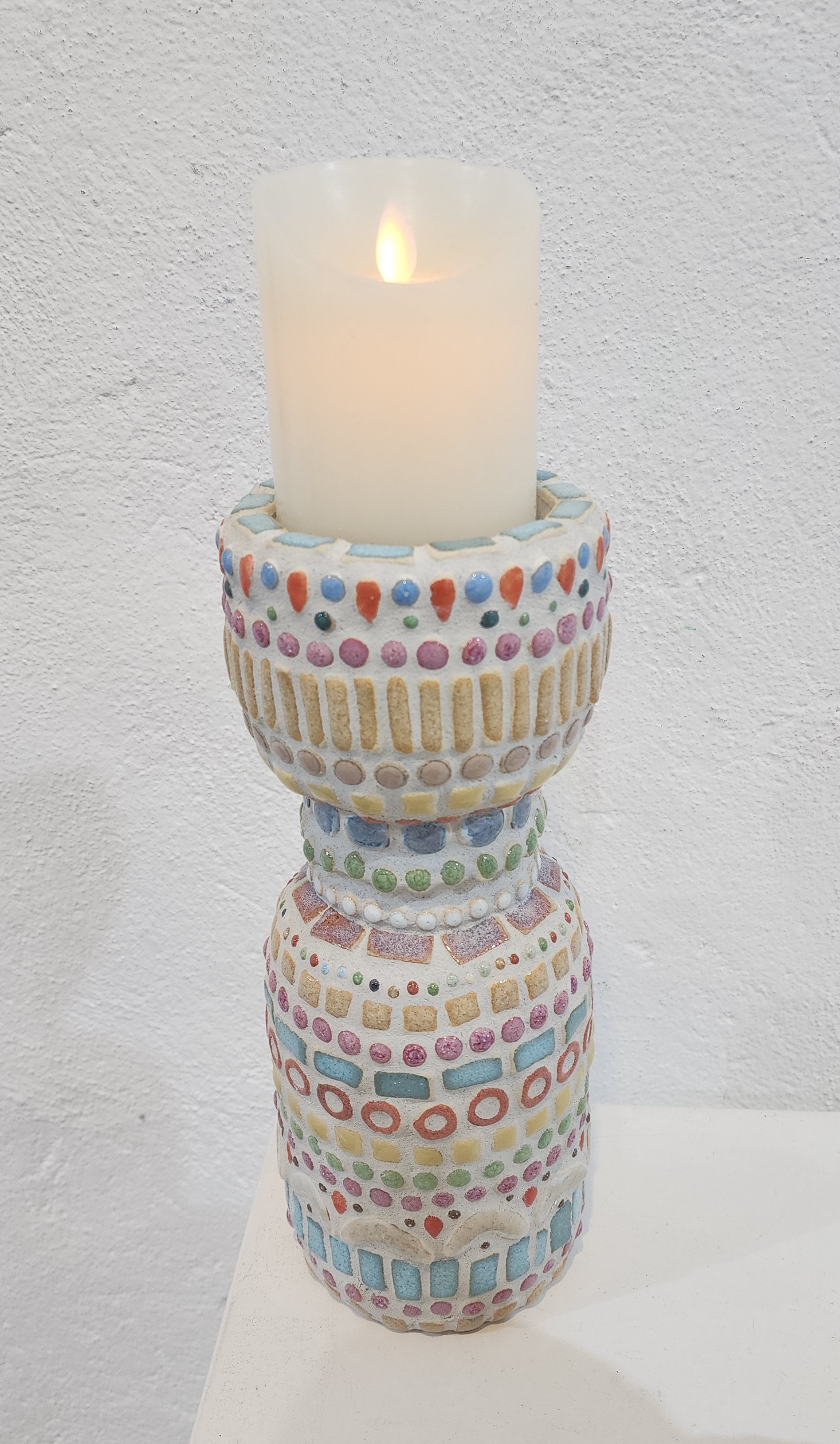  TALL CANDLE PILLAR    Ceramic, wood   11 x 28cm  Jana Kempson and Kate Crabb  $140