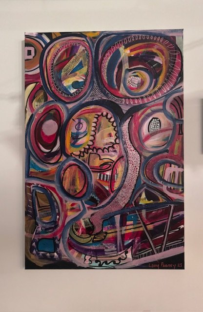 Abundant Spirals, Acrylic on Canvas, 90x 60cm, Lainy Feeney, $450