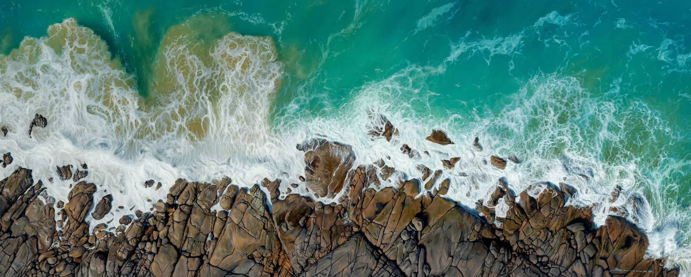  MOMENT - PORT ELLIOT ROCKS   Framed canvas print  Chris Summer 60 x 151cm $1,350 SOLD

