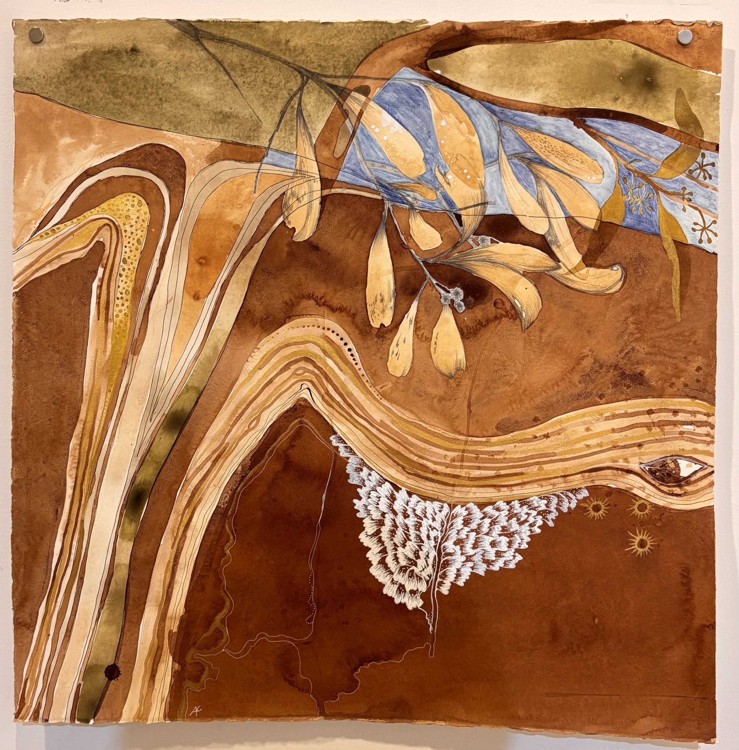 Orphic Forest, Eco Dye, Watercolour Pencil and Pen on Paper, Claire Kennet, $650