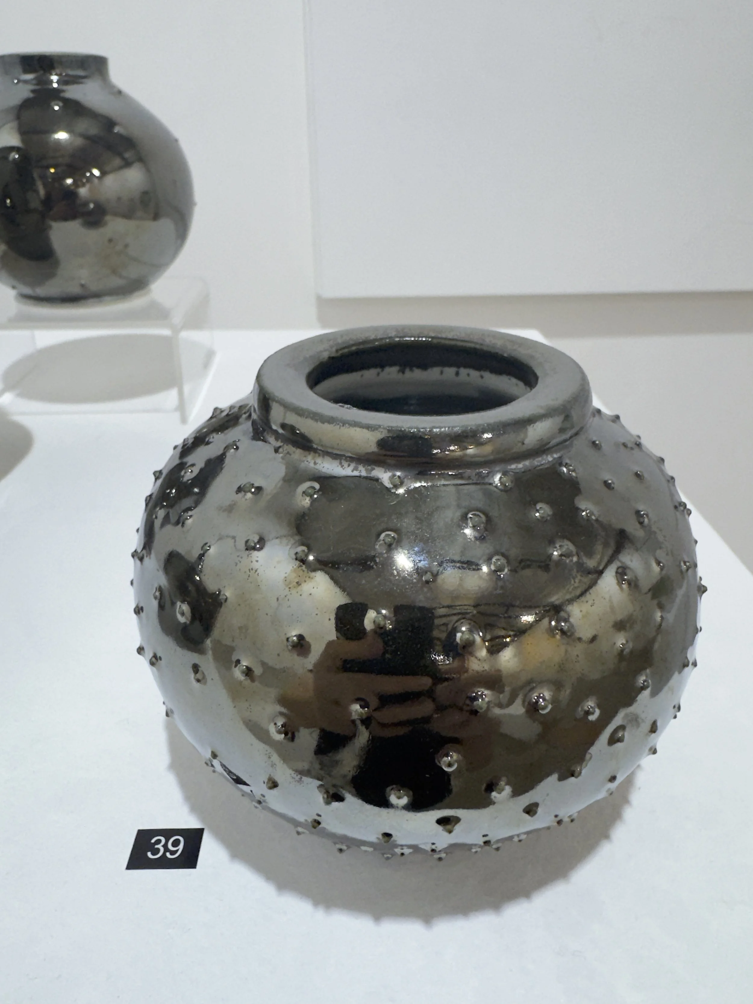  NO.39, CHROME MOON VASE, SLIP-TRAIL DOTS   Kate Pressler   $97