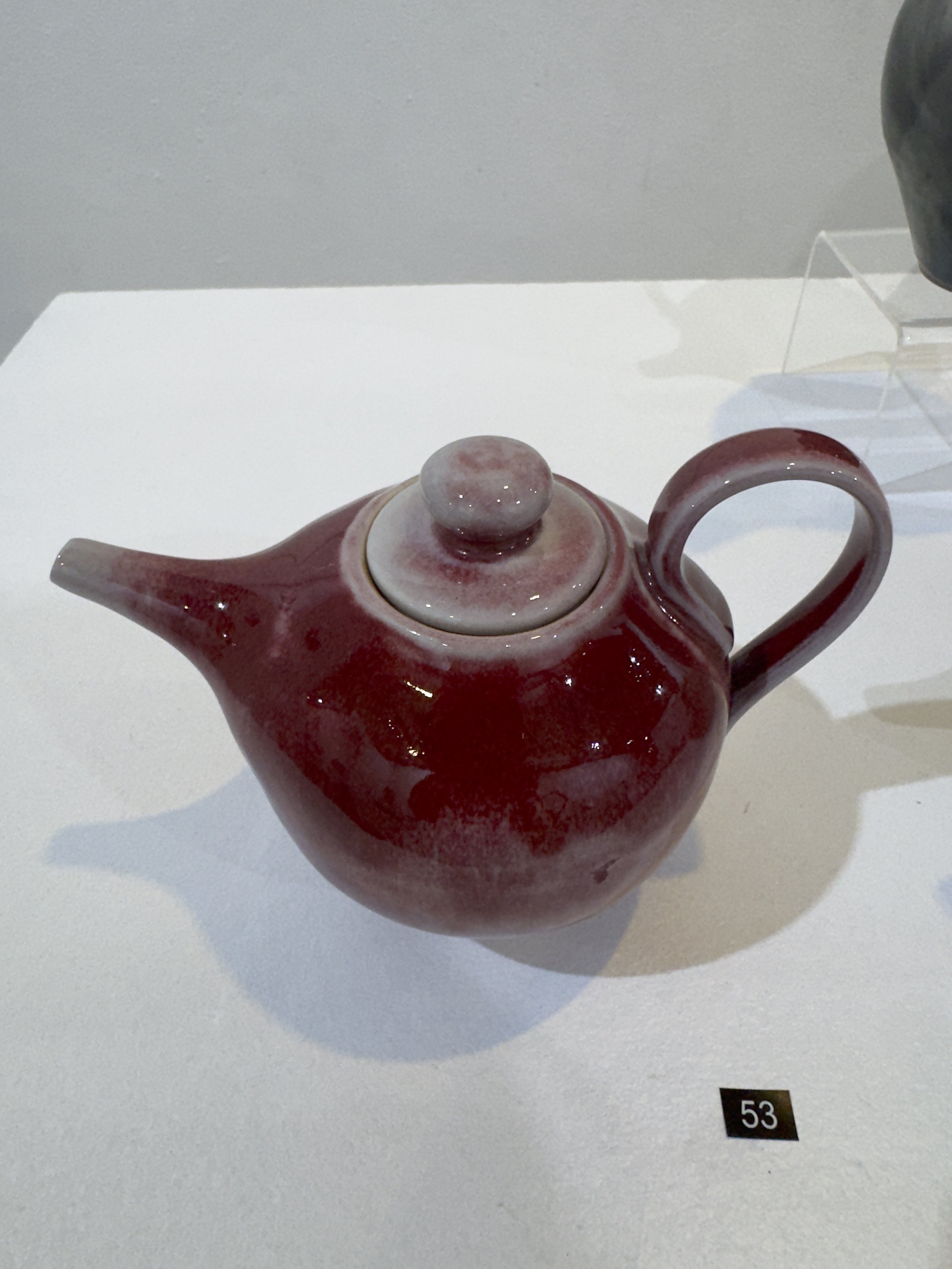  NO.53, PORCELAIN, GAS FIRED COPPER RED TEAPOT   Jan Twyerould   $200