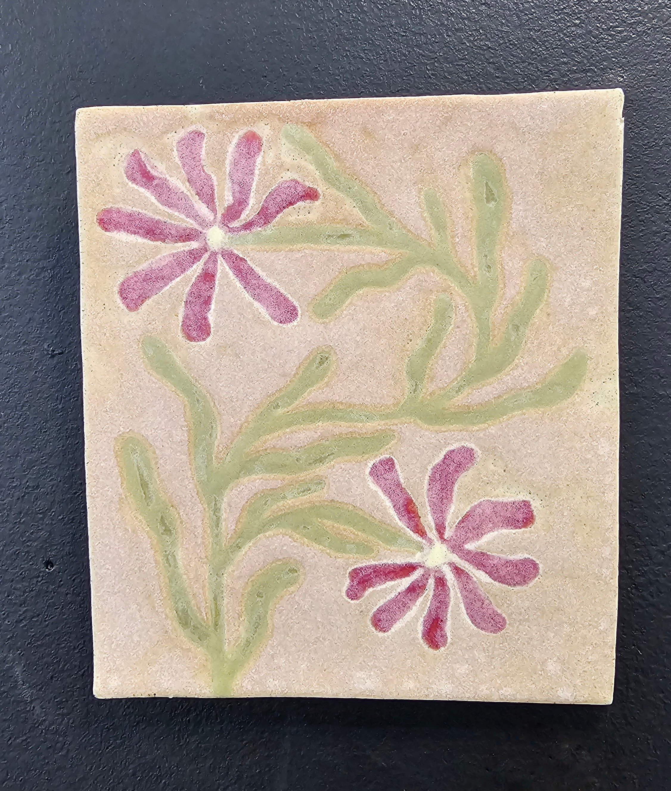  NO.16 TWO PINK FLOWERS WALL TILE    $80