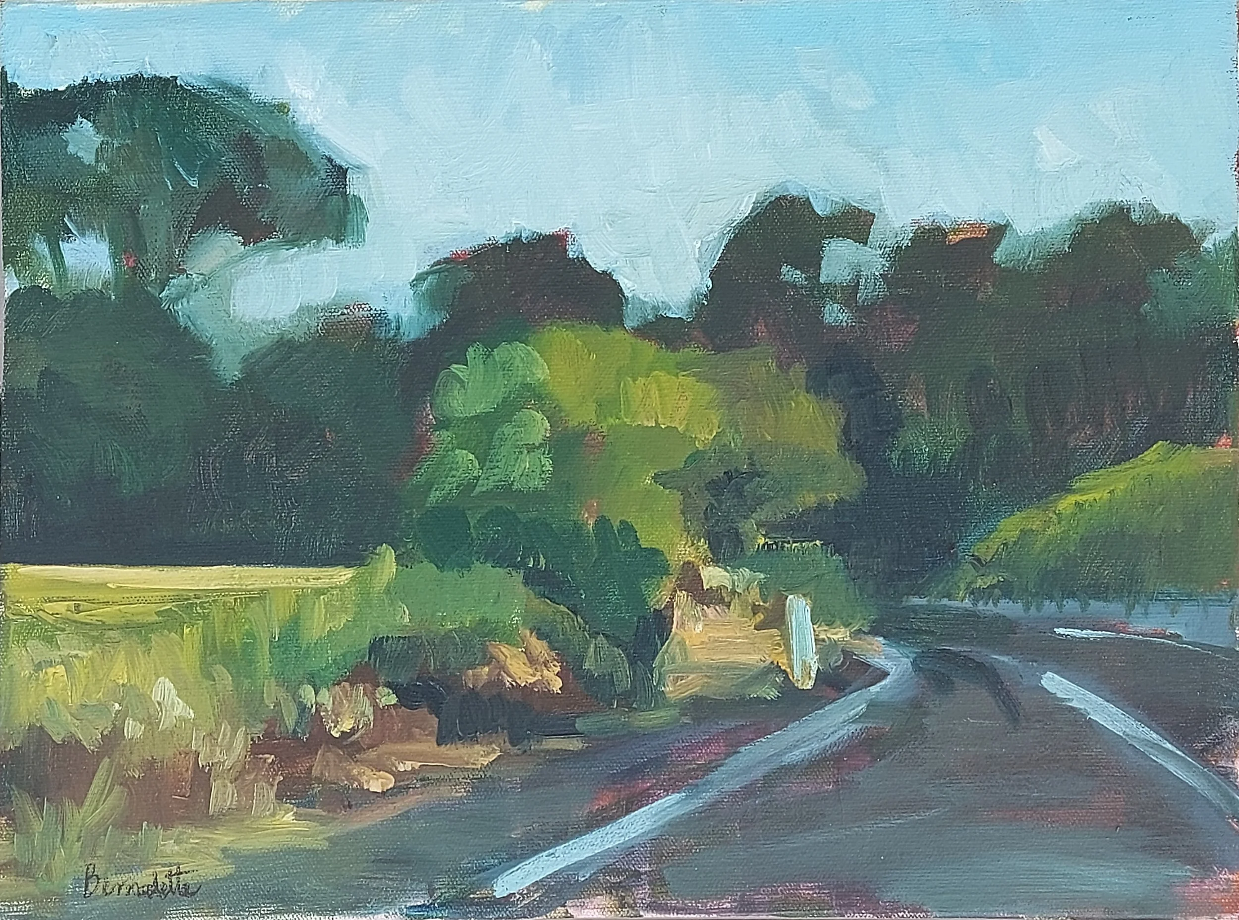  BEND    Oil on canvas   43x33cm  Bernadette Woodward  $350