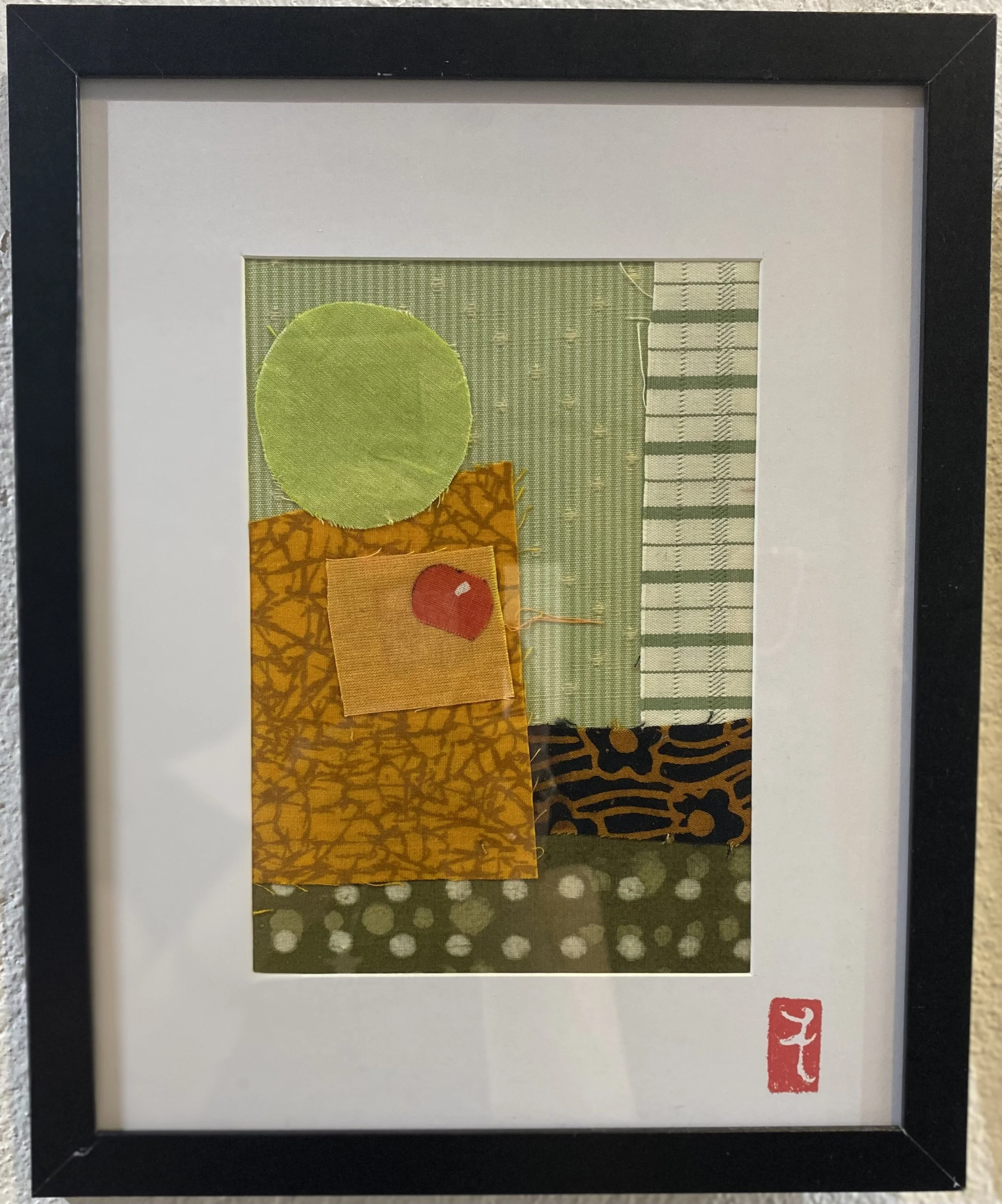  SMALL FABRIC COLLAGE, NO.1    Assorted fabric   27 x22cm   Fiona Wannenmacher  $79