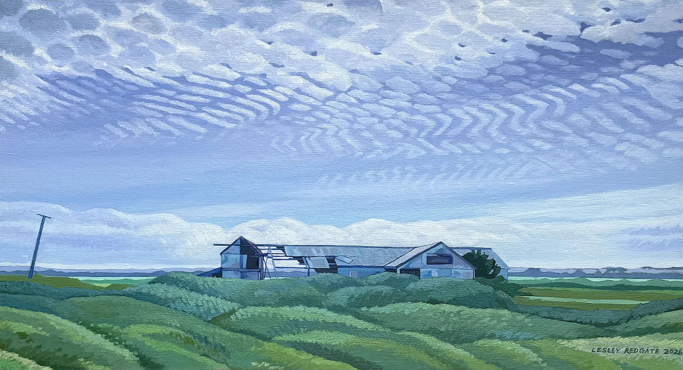  SKELETAL BARNS   Acrylic on Belgian linen  Lesley Redgate 60 x 102cm $5,500  SOLD
