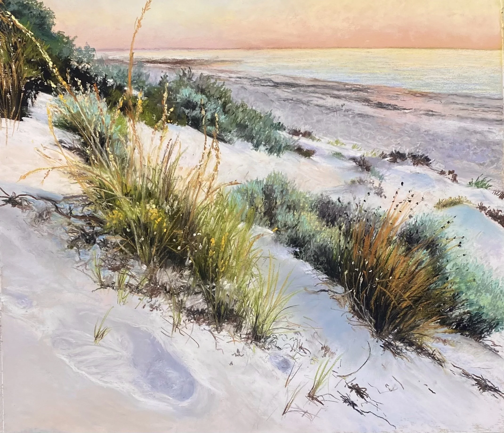 FOOTPRINT, COCKLE BEACH, YP, Pastel, 50 x 50cm, Marie Parsons, $3,000