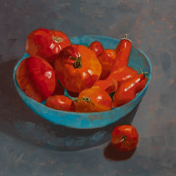 Raised in Sunshine and Soil, Oil on Board, 38 x 38cm, Caroline Johnson, $550