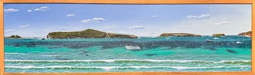  PONDALOWIE BAY   Acrylic on canvas on board  Brian O'Malley 133 x 40cm $3,200