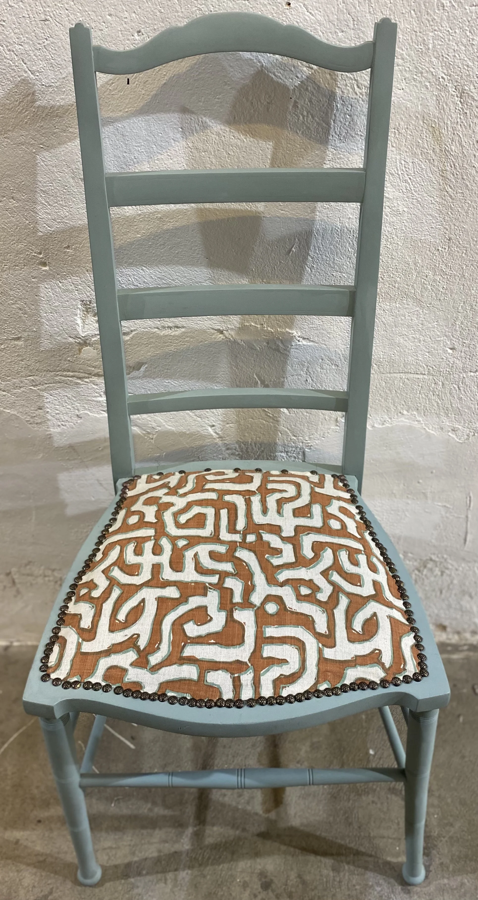  CHAIR    Wood, fabric, brass tacks     Fiona Wannenmacher  $129
