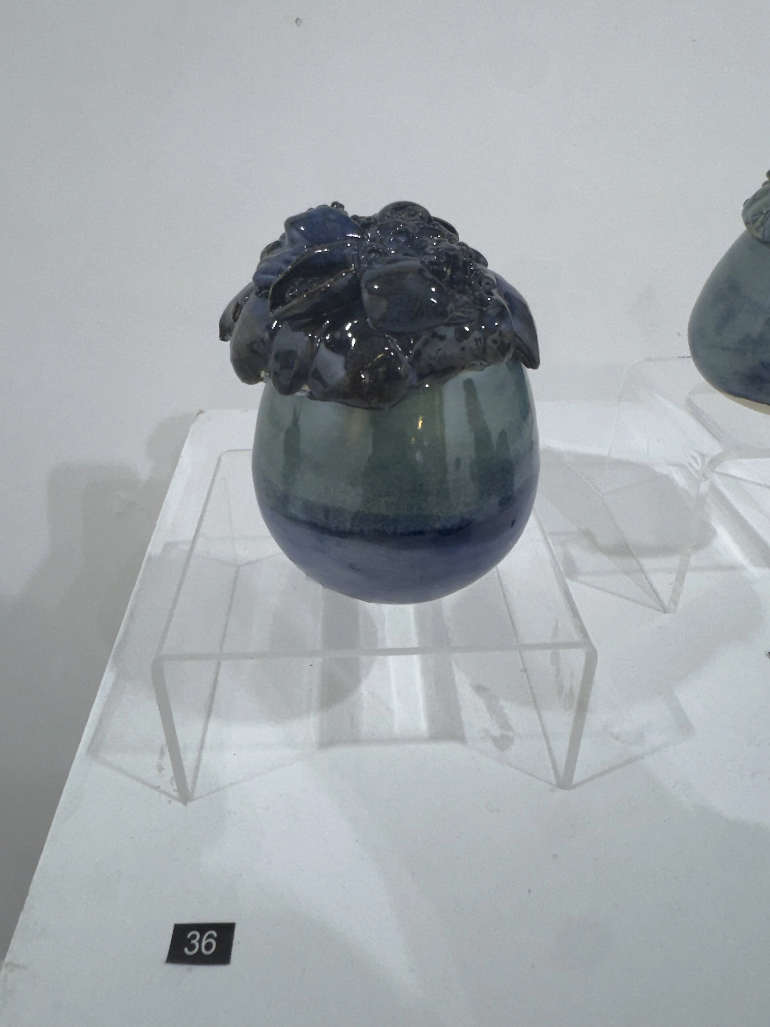  NO.36, BLUE/GREEN LIDDED VESSEL   Liz Prosser   $50