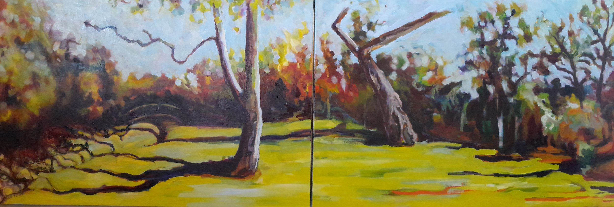 Botanic Gardens, Oil on Canvas, 150 x 50cm, Sadie Roberts, $800