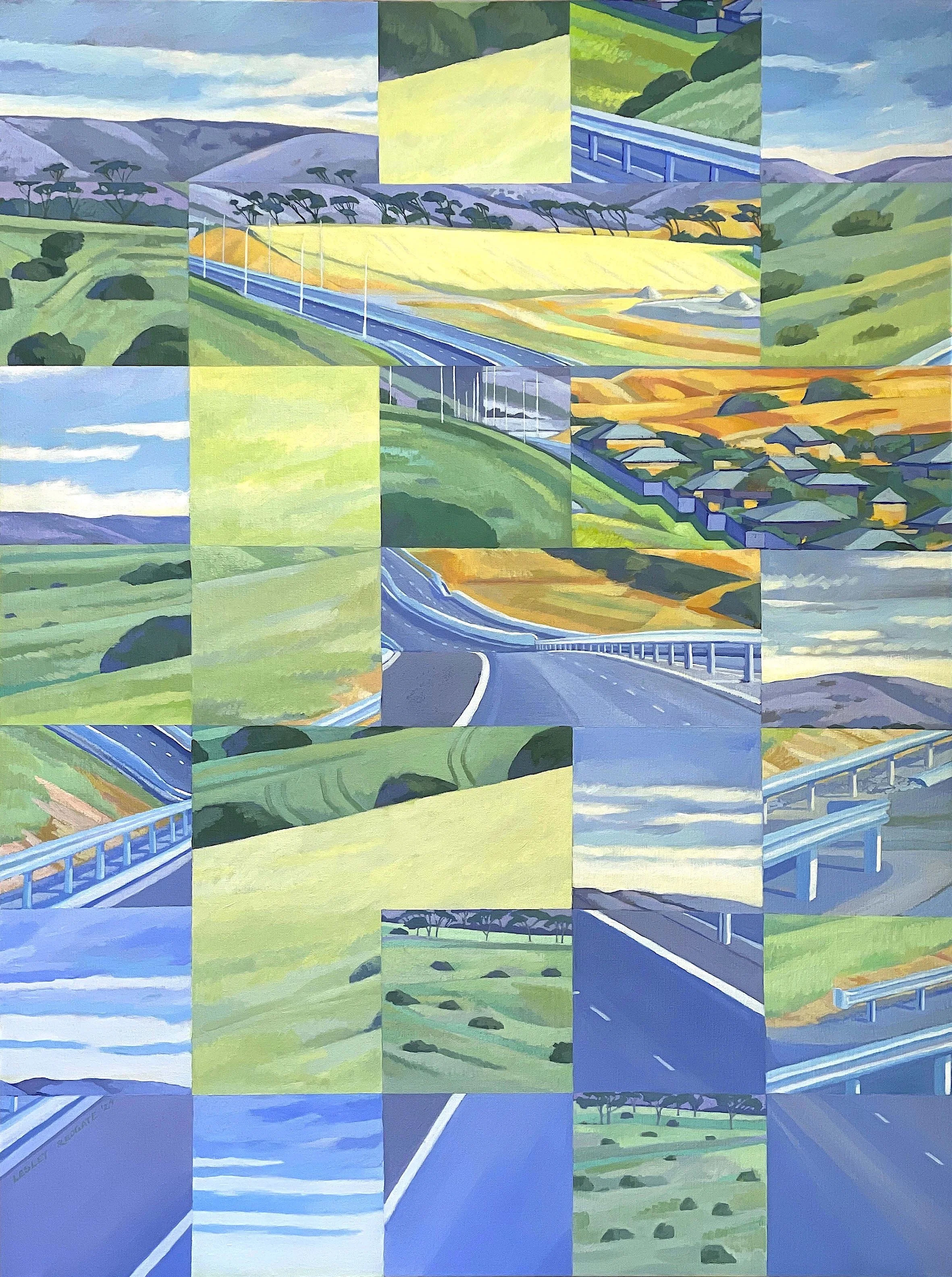  BUILDING THE PEDLER CREEK   Acrylic on Belgian linen  Lesley Redgate 127 x 192cm $8,500
