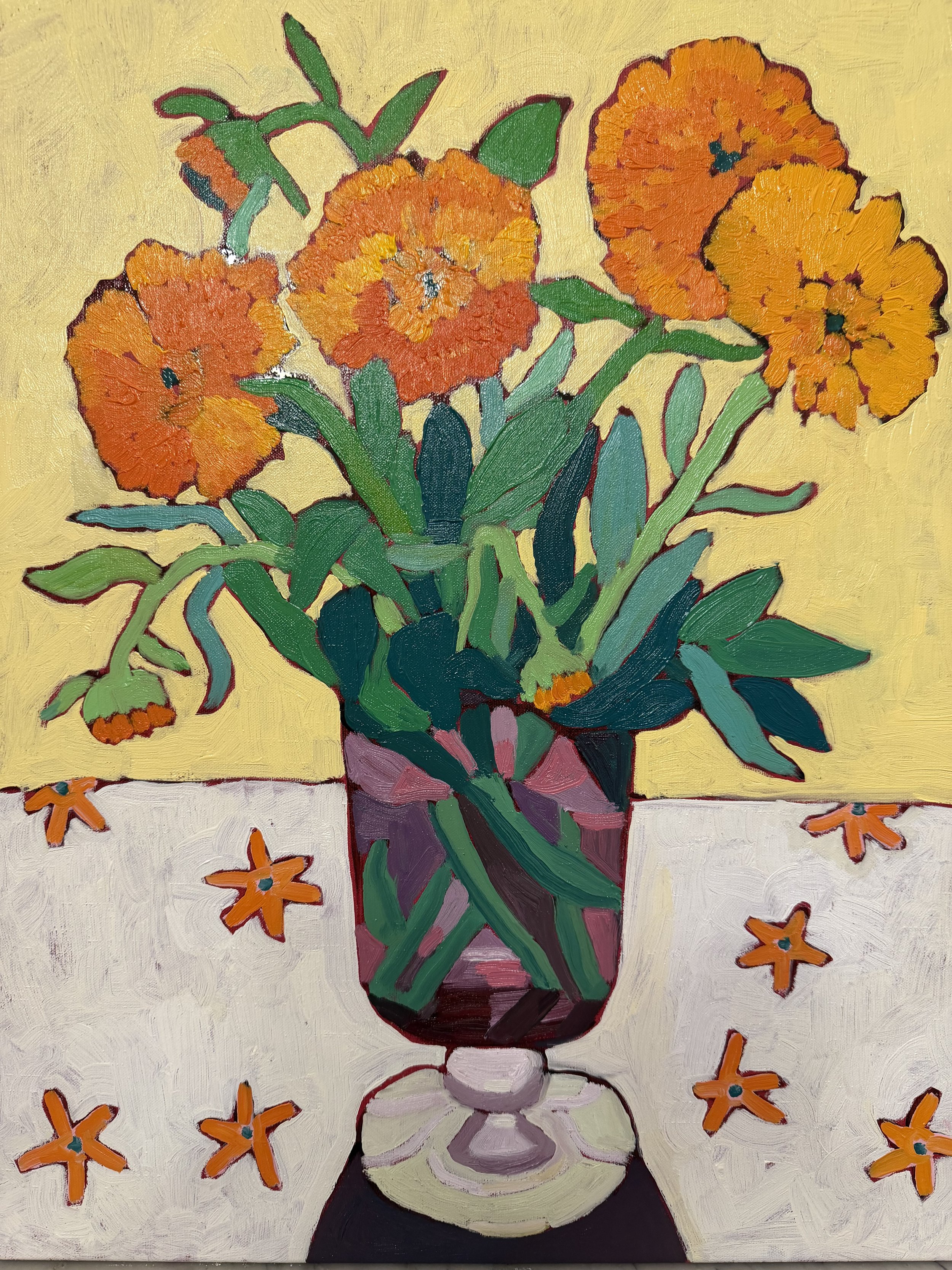  CALENDULA   Oil on linen  Louise Vadasz 40 x 50cm $850  SOLD
