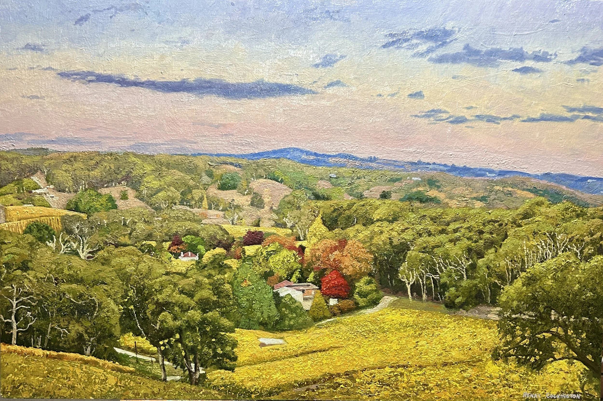 DUSK, SPRIGG RD, SUMMERTOWN, Oil on board, 60 x 90cm, Henry Cockington $3,500