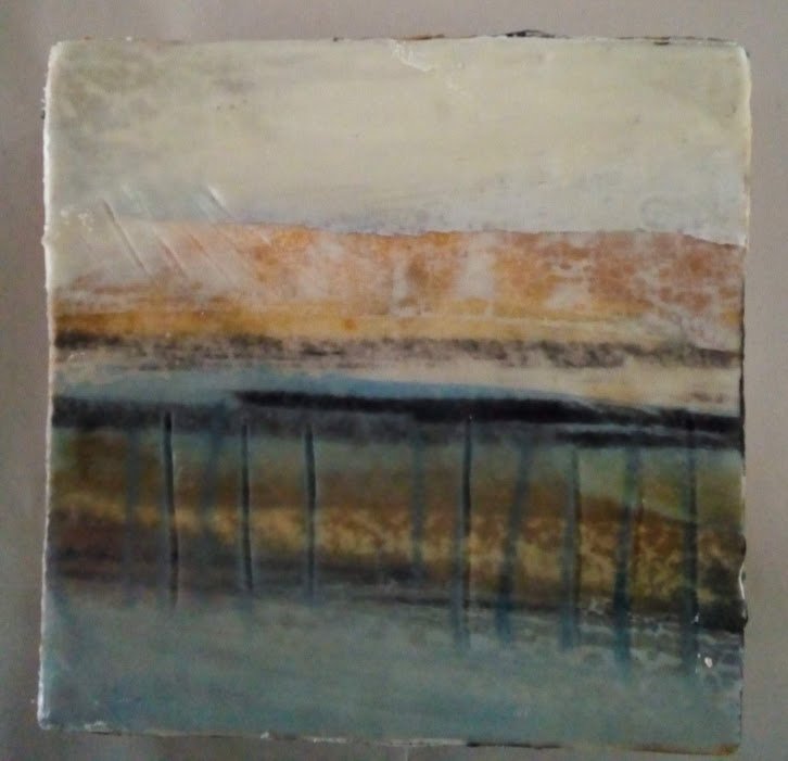 Pocket Landscape No.4, Encaustic, 13 x 13cm, Paula Josling, $100