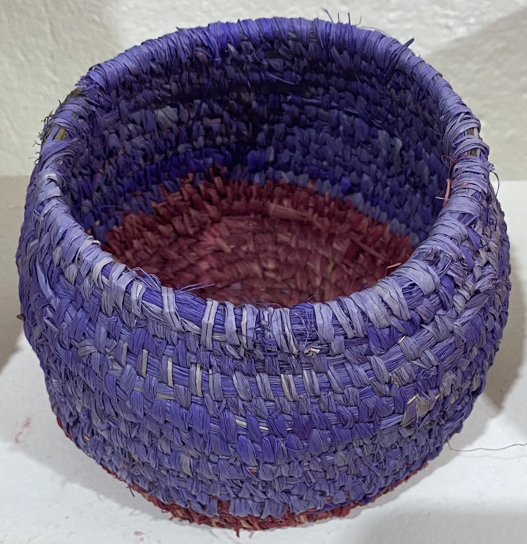  PURPLE AND DARK PINK BASKET/b     Raffia    Cathryn Charnock  $60