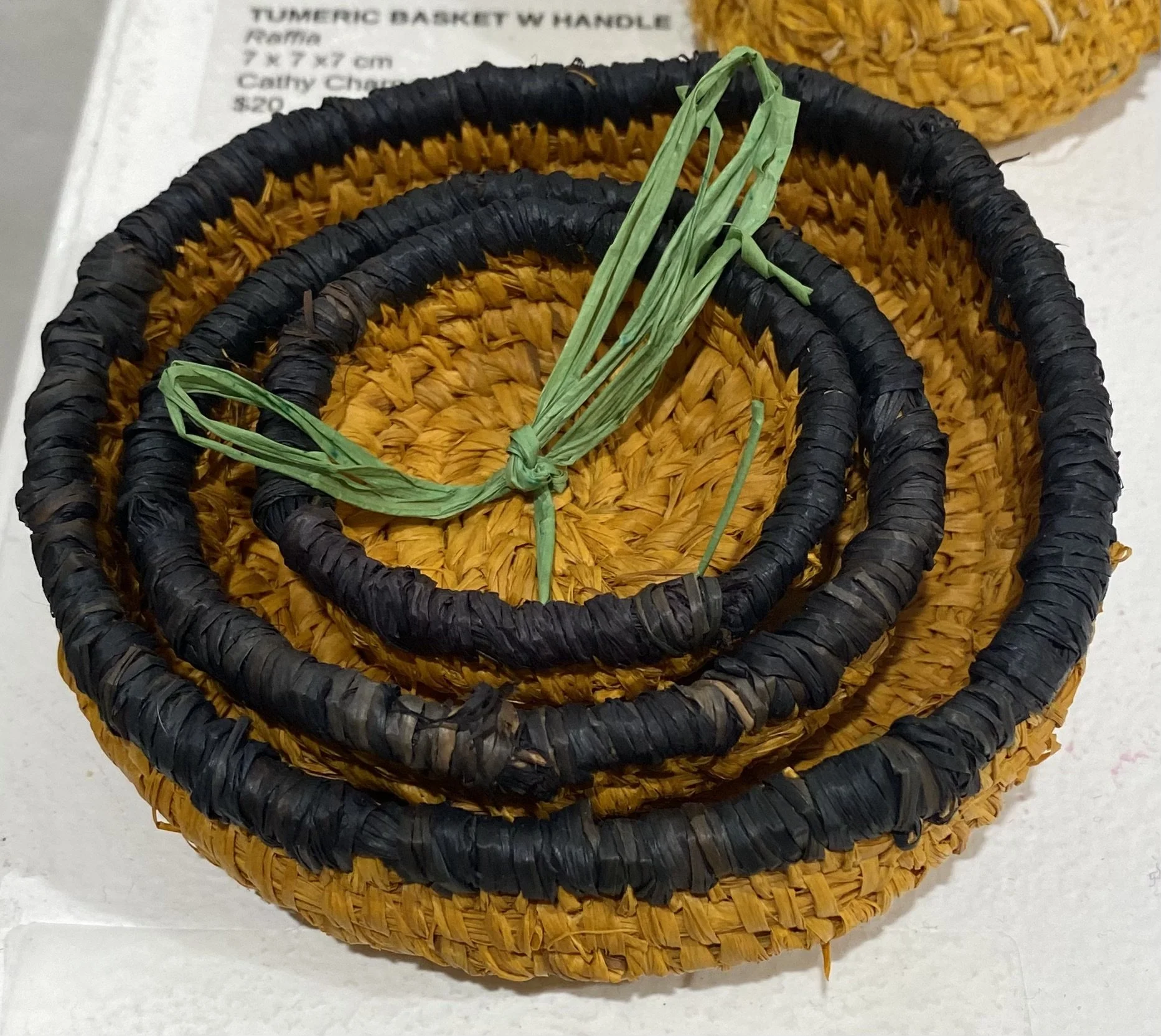  ORANGE AND BLACK BASKET NEST x3     Raffia    Cathryn Charnock  $38