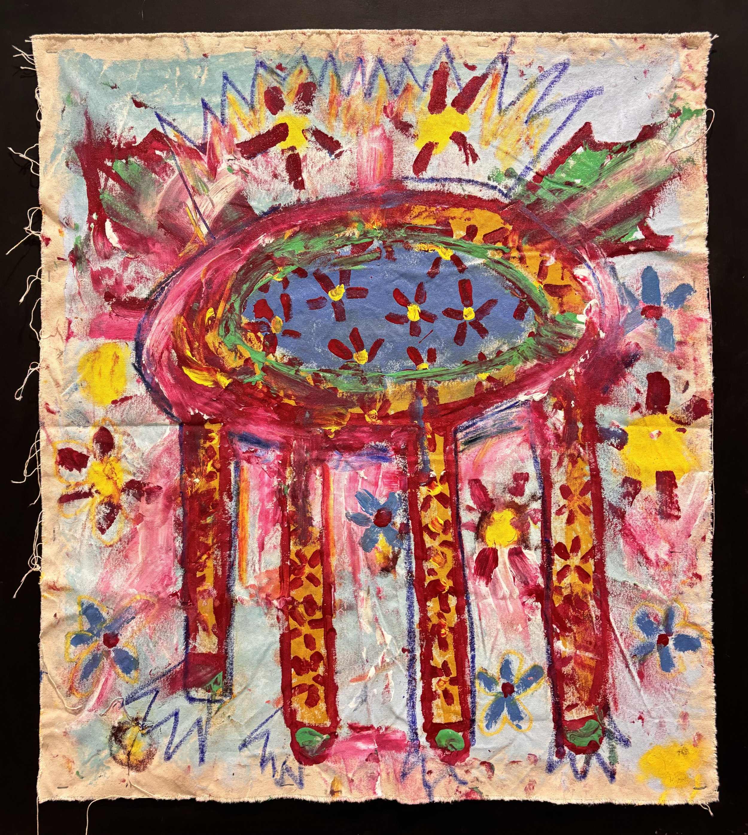 Self Portait I, Acrylic + Oil Pastels on Canvas, 90 x 80cm, Isadore Glockner-Karo, $800