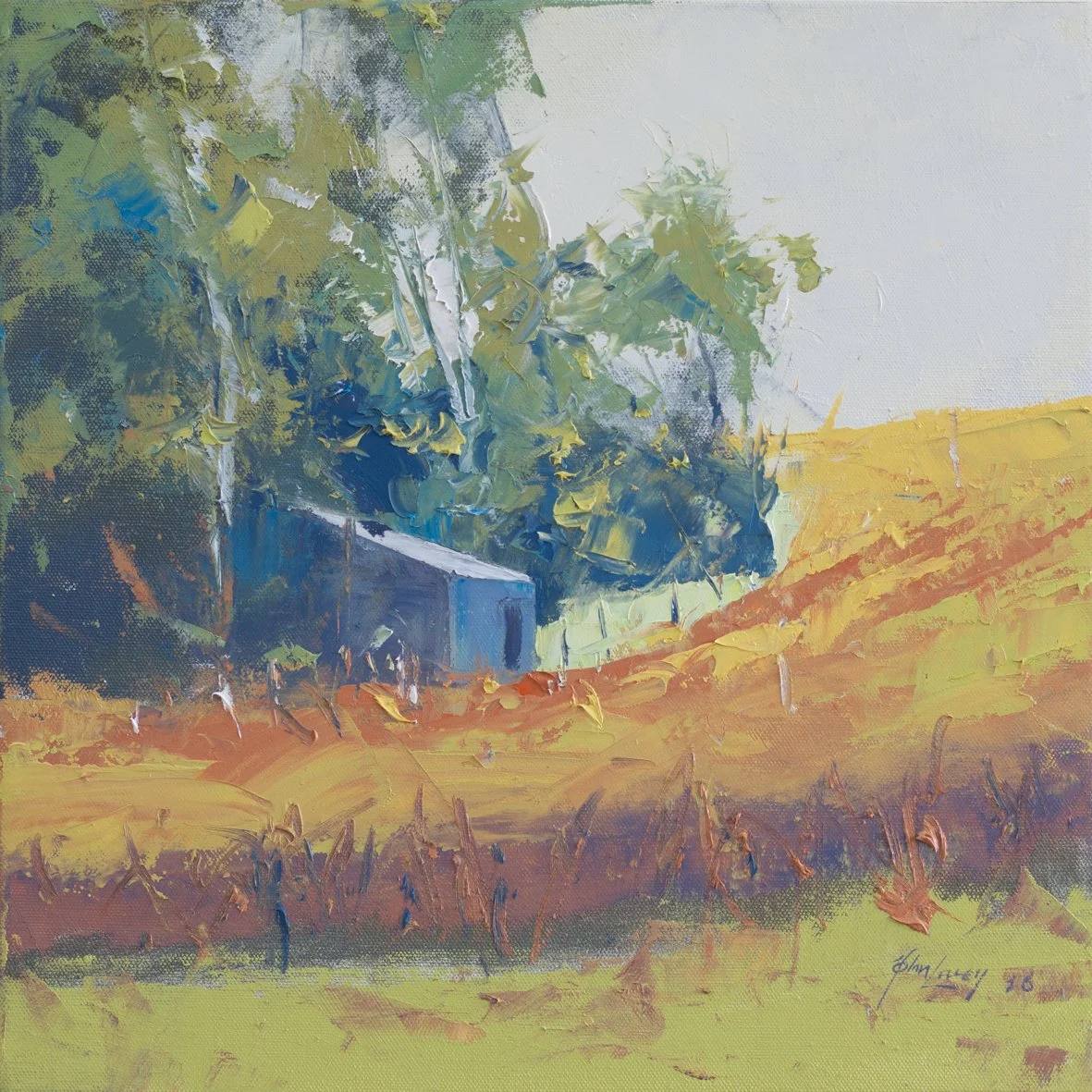  LATE HARVEST COLOUR   Oil on canvas  John Lacey 30 x 30cm $950