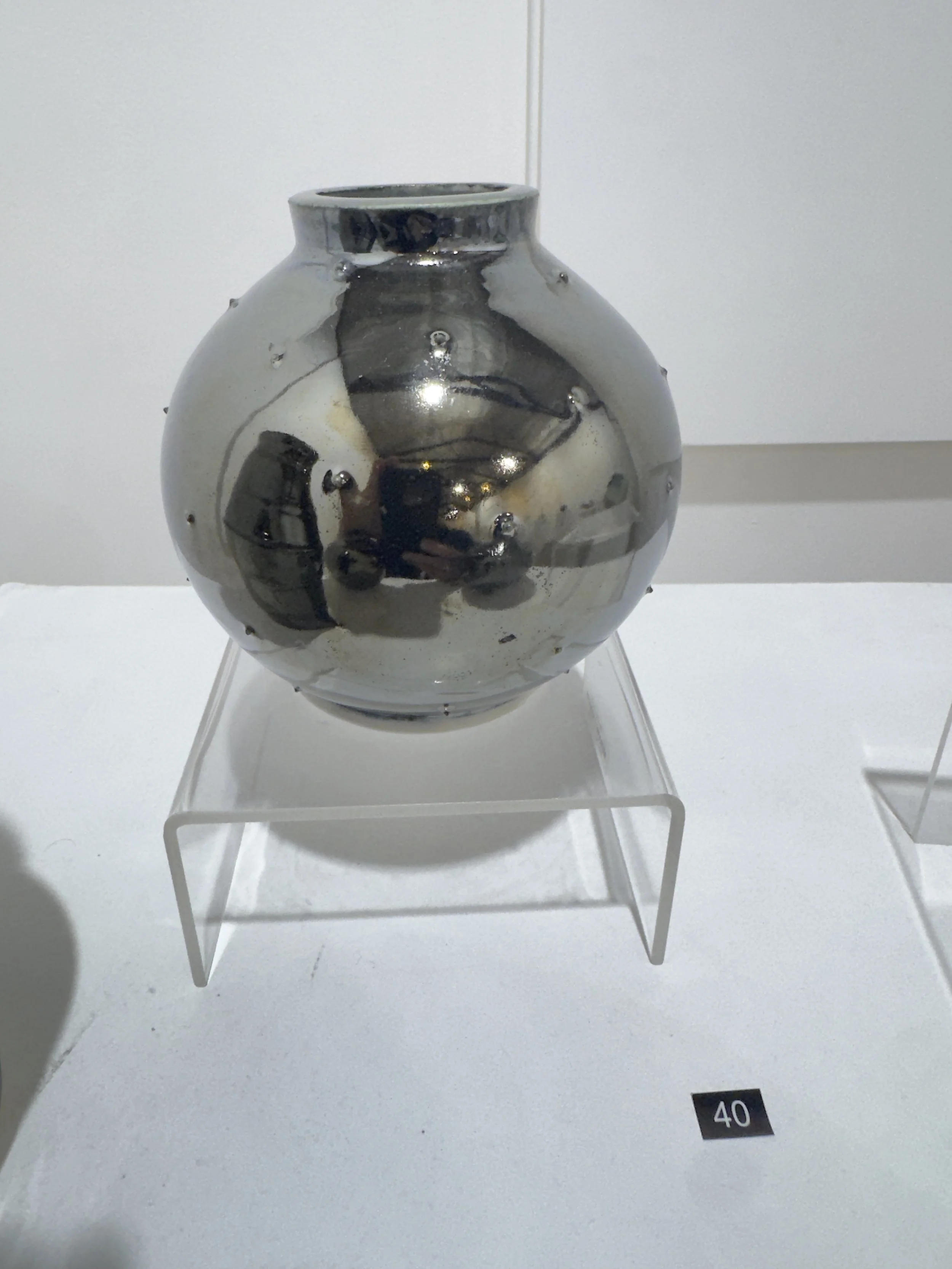  NO.39, CHROME MOON VASE, SLIP-TRAIL DOTS   Kate Pressler   $97