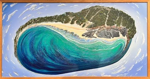  DOLPHIN BEACH   Acrylic on canvas  Brian O'Malley 133 x 40cm $4,800