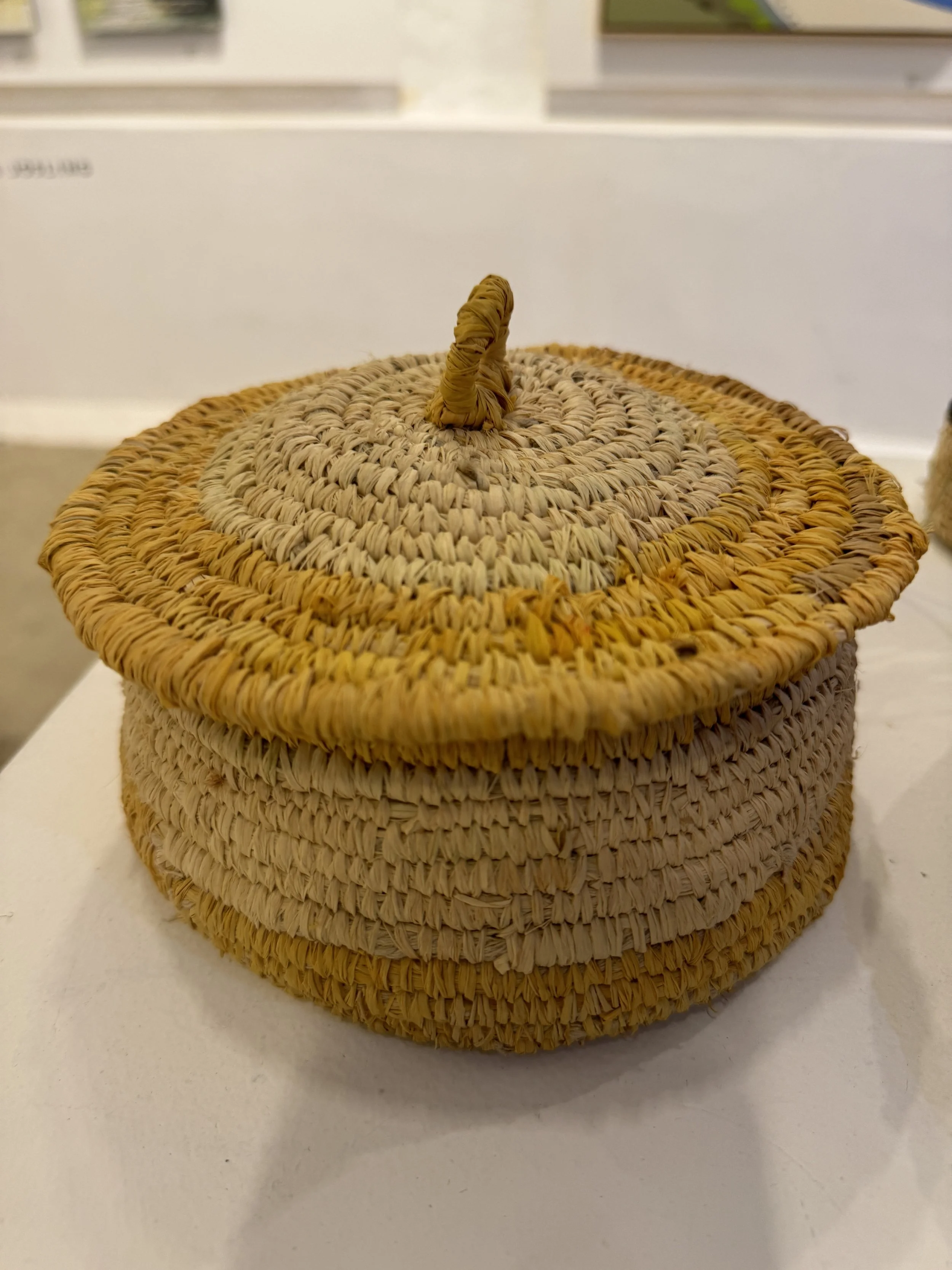 Lidded Basket, Uncoated and Dyed Raffia, 15 x 9cm, Cathy Charnock, $175