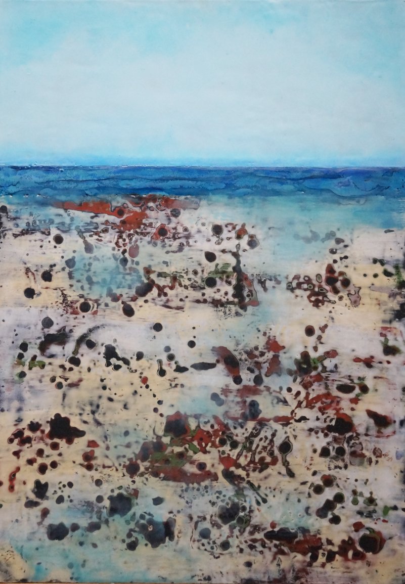 Tidal, Encaustic on Panel, Linden Edwards, $475