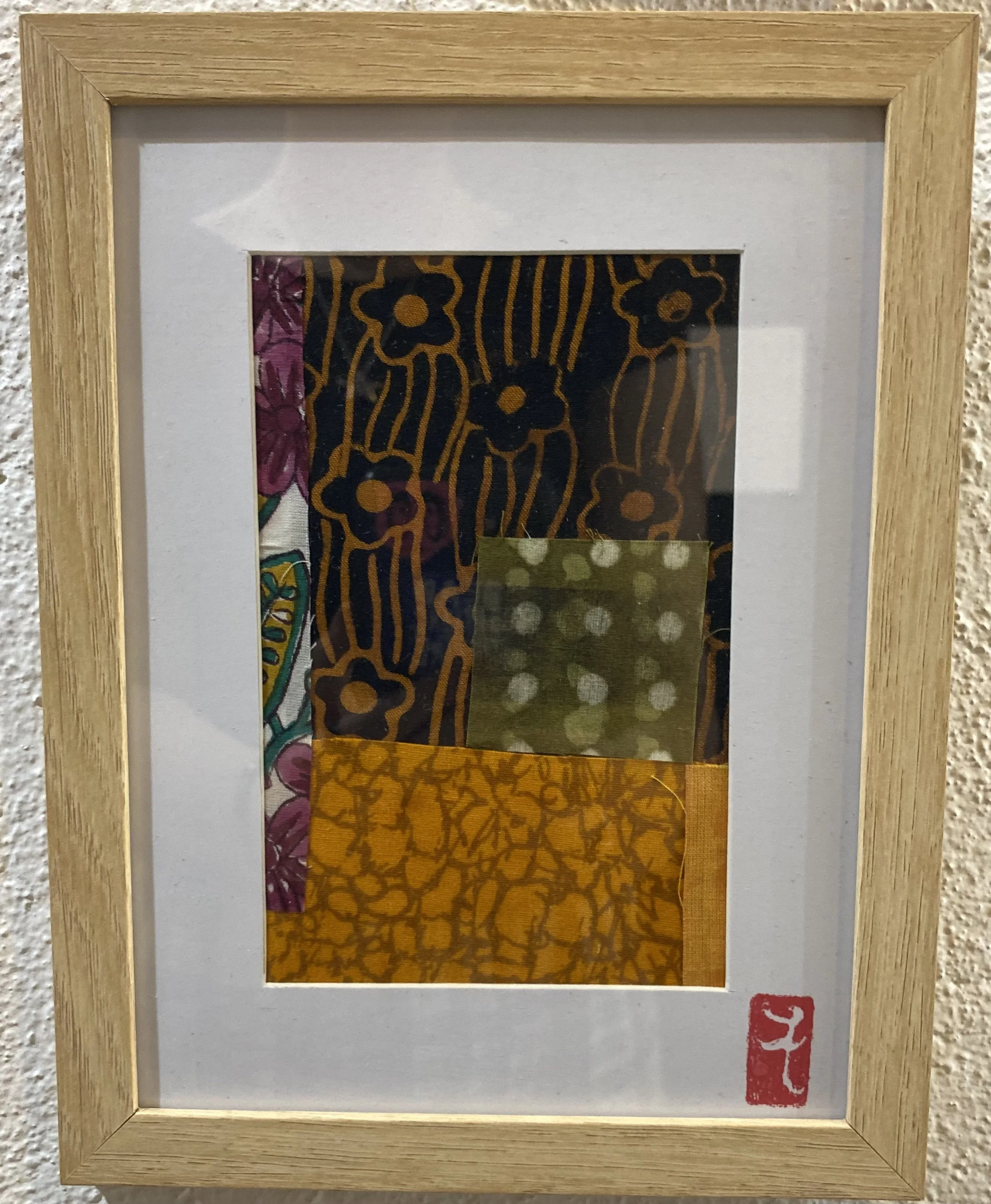  EXTRA SMALL FABRIC COLLAGE, NO.3    Assorted fabric   17 x 22cm   Fiona Wannenmacher  $69
