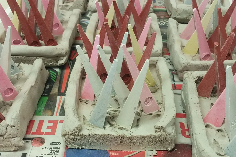 Cone packs ready for the kiln.