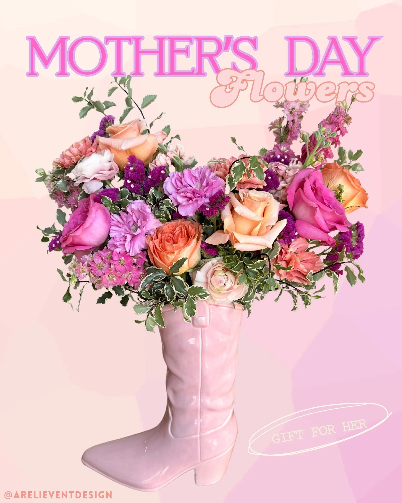 MOTHER&rsquo;S DAY FLOWERS
Are officially live! ✨
Link in bio to shop the collection 

Delivery &amp; Pickup available 
Prices range from $50-$150

#arelieventdesign #mothersday2026 #inlandempireflorist #mothersdayflowers #cowgirlboots