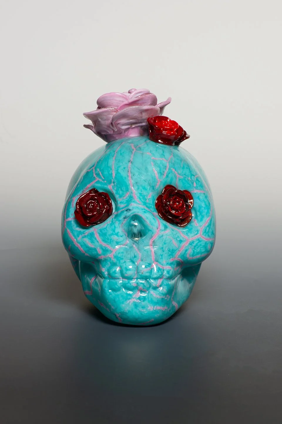 Turquoise Calavera with Roses