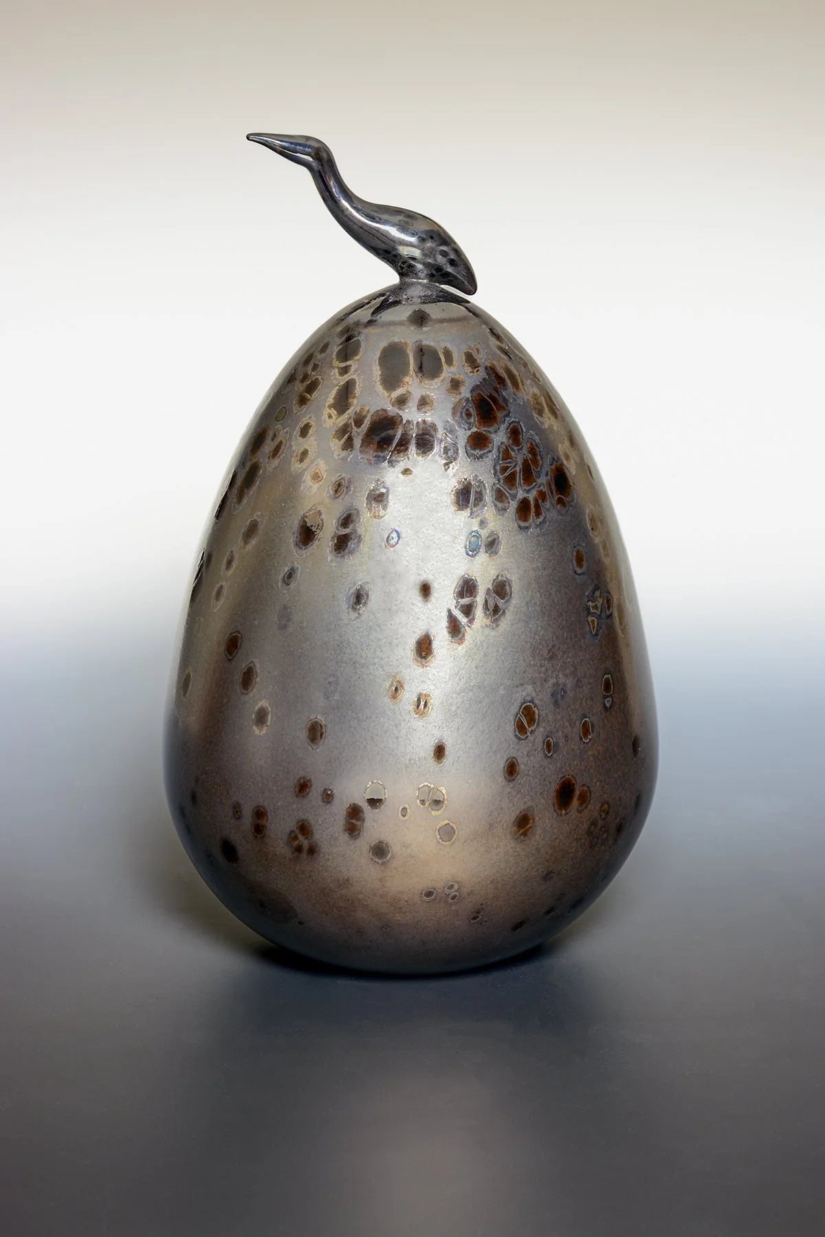 Tall Black Speckled Egg with Black Ibis