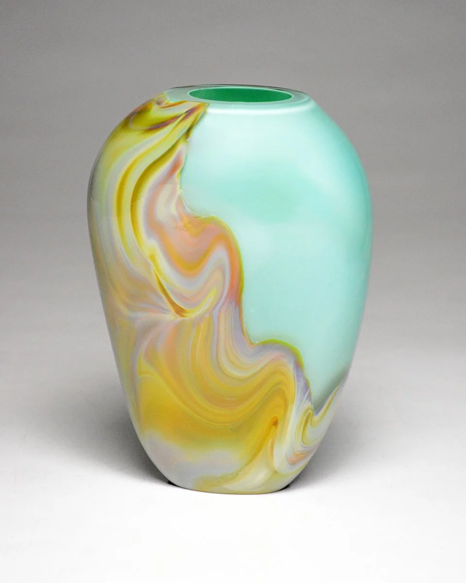 Tall Opal Aqua Wave Piatto