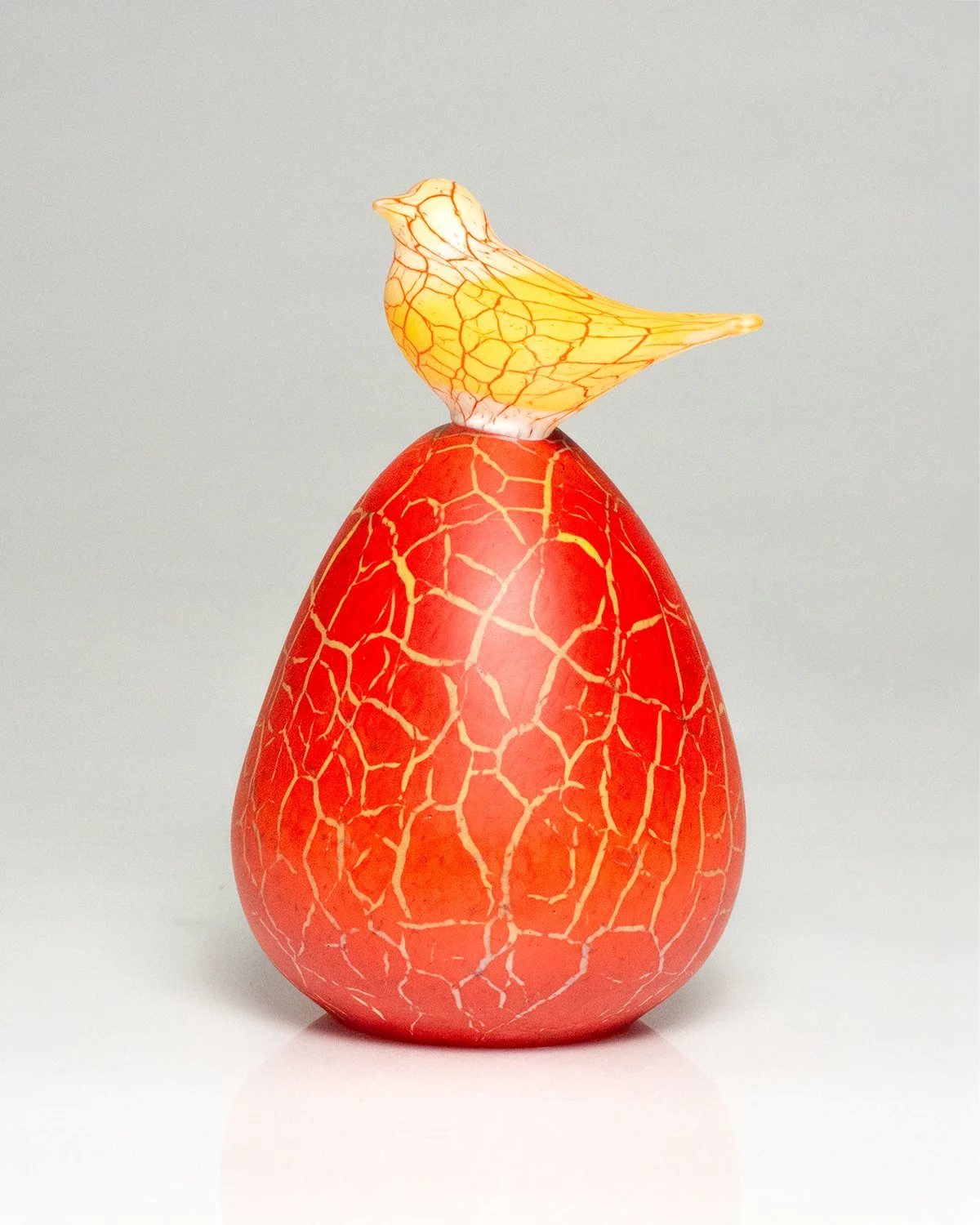 Primrose Songbird on Red Crackled Egg