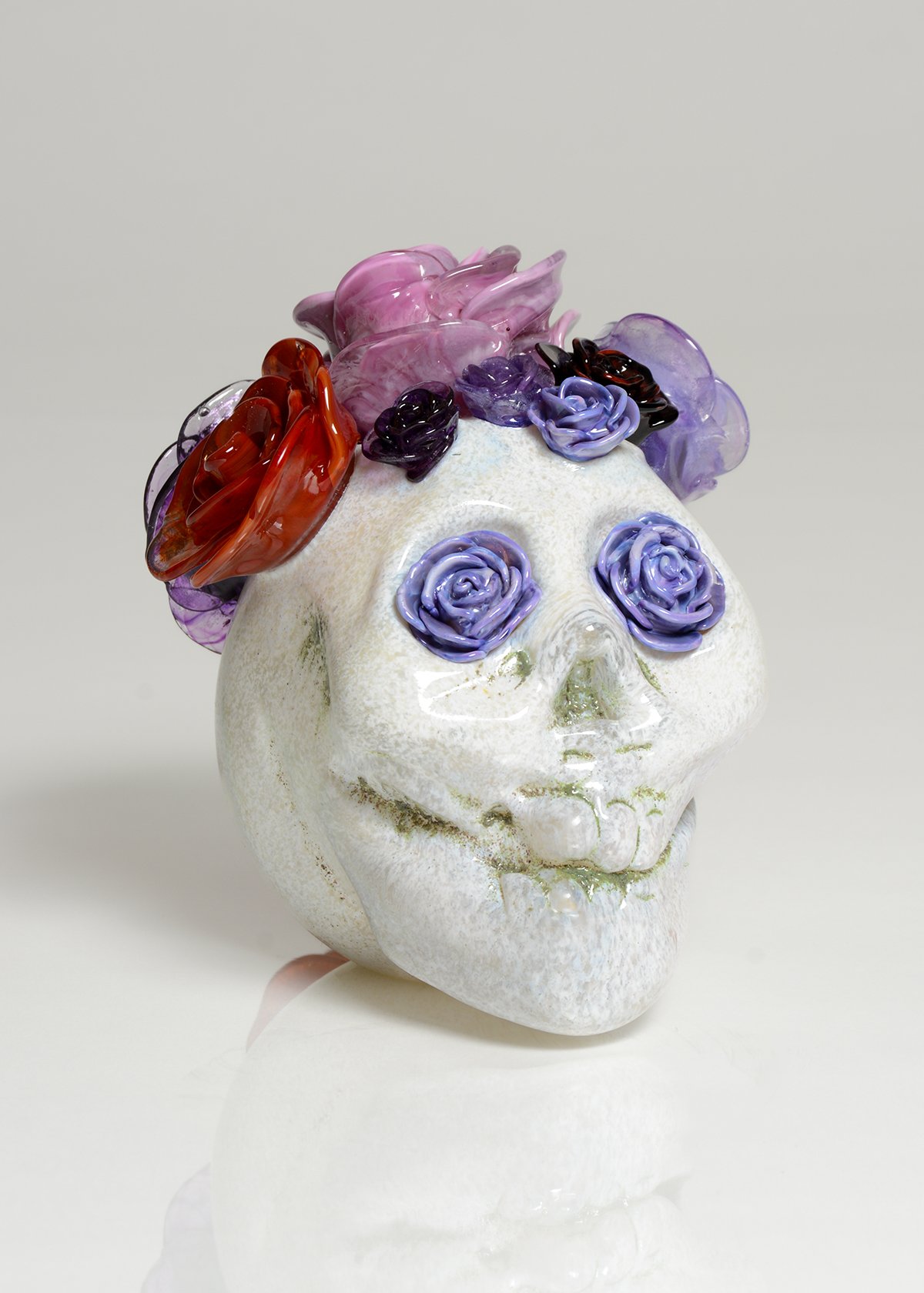 White Calavera with 11 Roses