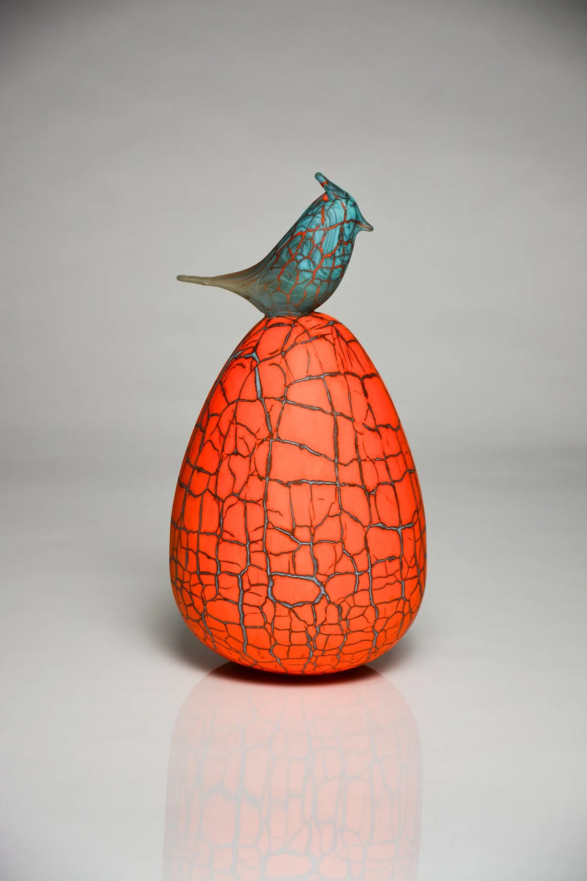 Orange Crackled Egg with Blue Titmouse
