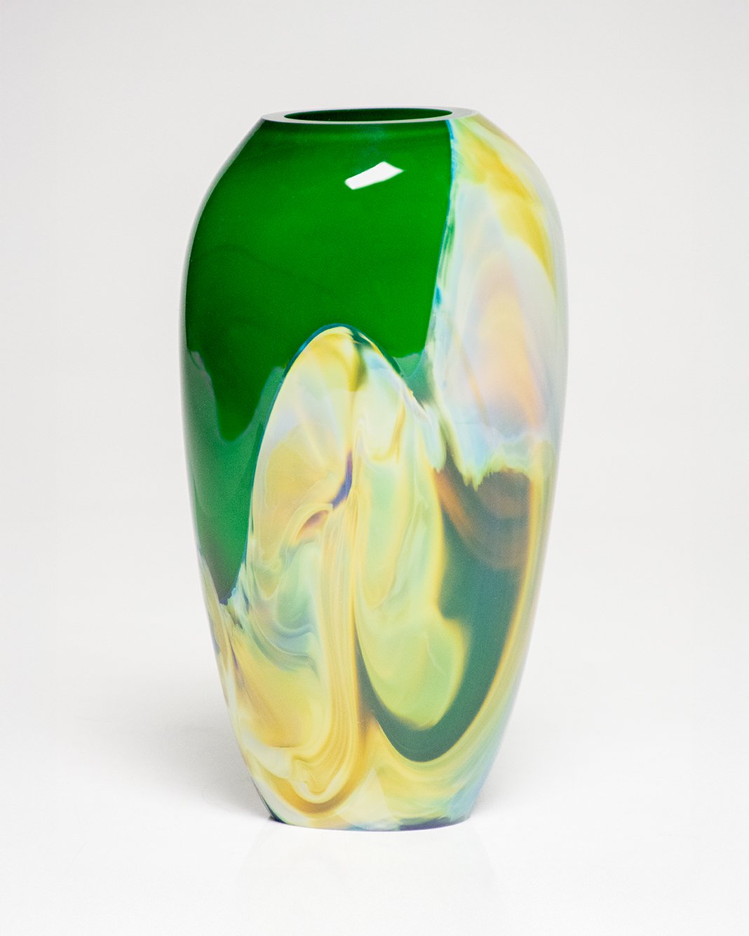 Tall Green Wave Piatto Vase