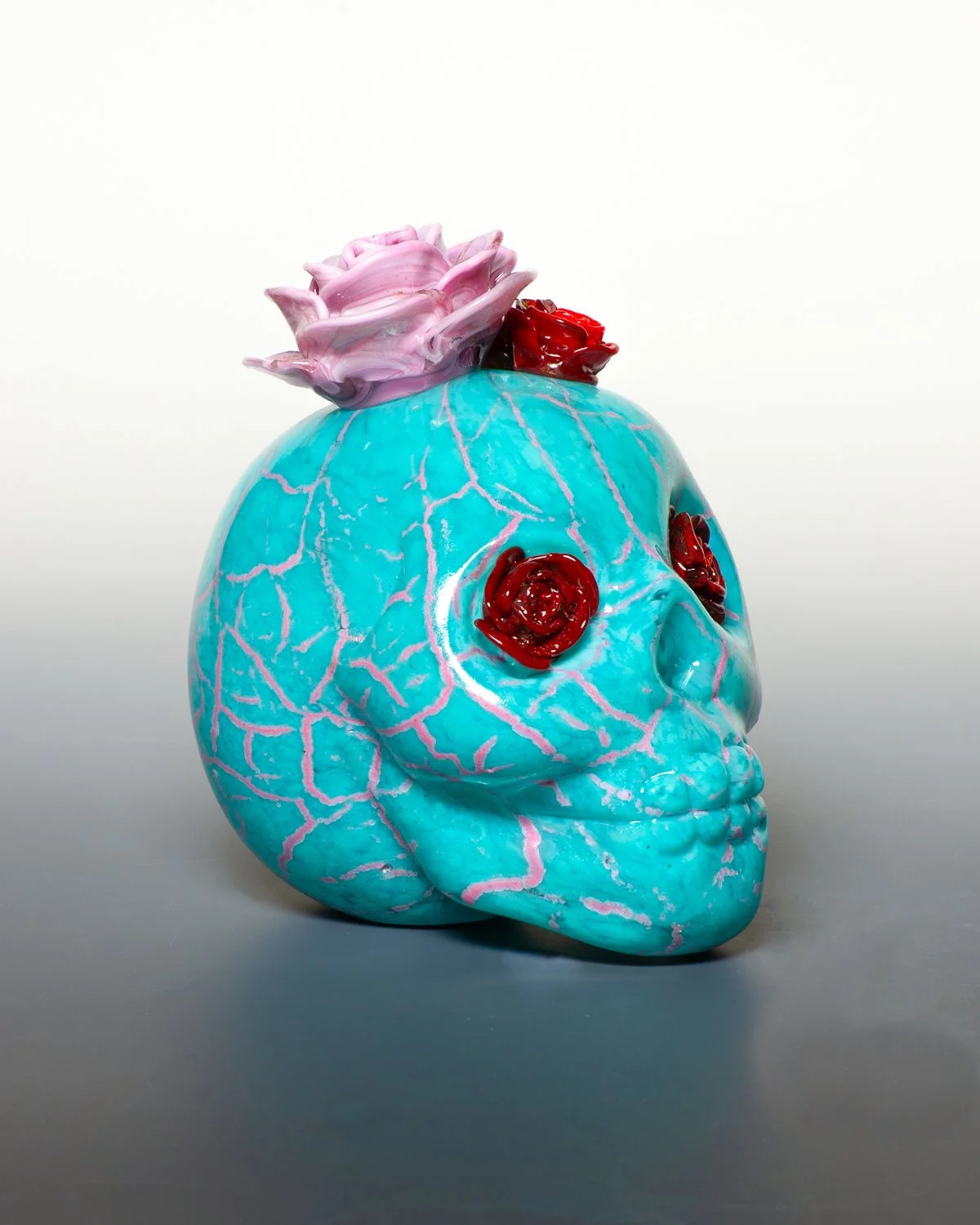 Turquoise Calavera wirh Roses